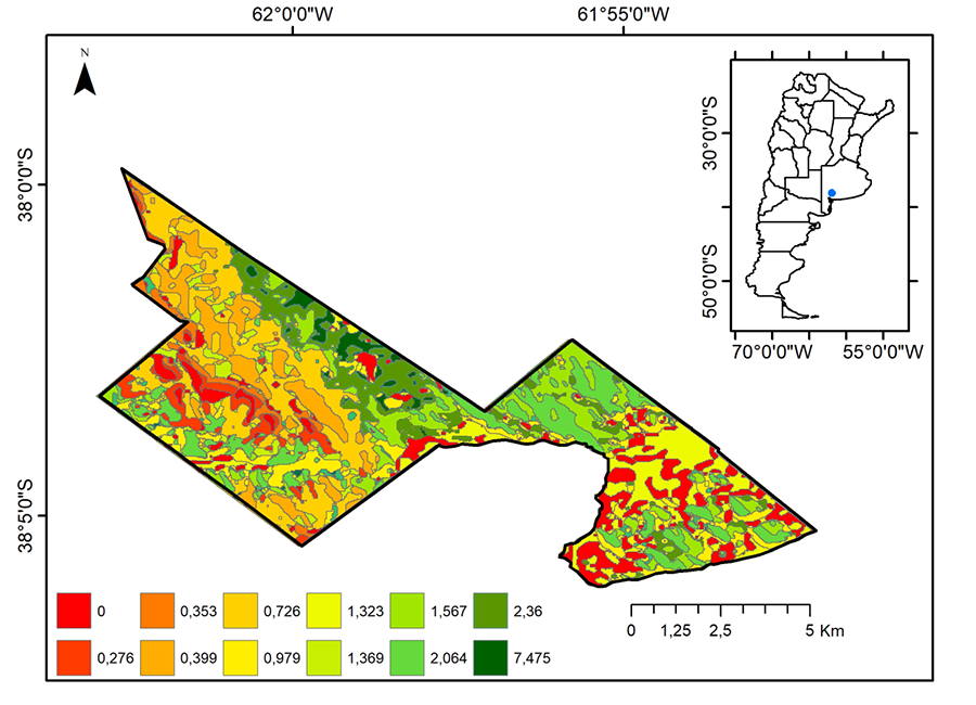 Densidad de sitios con individuos adultos y ootecas de L. mirabilis en cada UV del Parque Provincial E. Tornquist (Buenos Aires, Argentina)