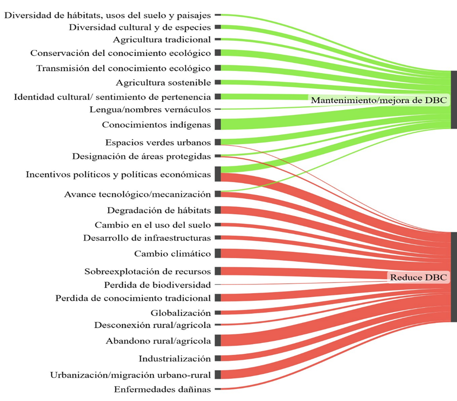 Diagrama
Sankey conectando los impulsores de cambio