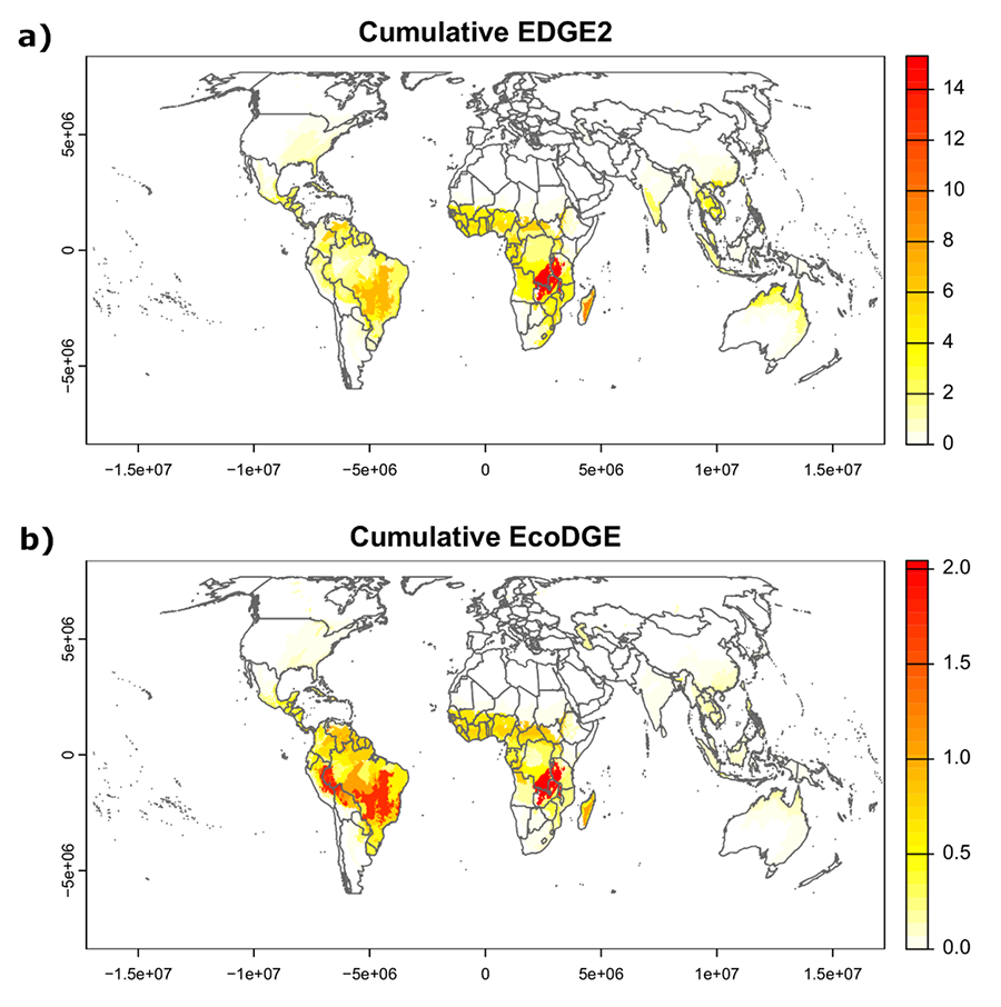 Number of threatened and non-threatened Scleria species grouped by Realm and Section