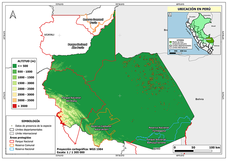 Localización del área de estudio en la Amazonía sureste peruana (Madre de Dios)