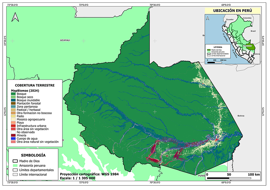 Cobertura terrestre del 2024 en la
Amazonía sureste peruana (MapBiomas Perú, 2026)