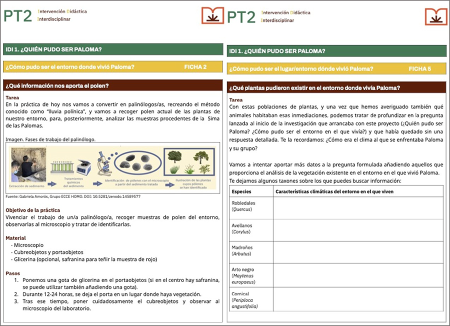 Ejemplo de los materiales didácticos incluidos en la Intervención Didáctica Interdisciplinar (IDI) «¿Quién pudo ser Paloma?